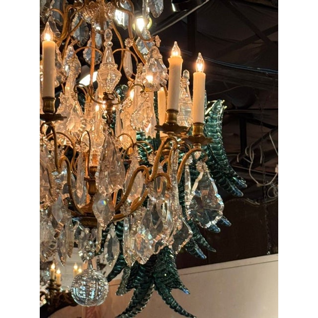 Metal 19th C. French Baccarat Manner Bronze and Crystal Chandelier For Sale - Image 7 of 8