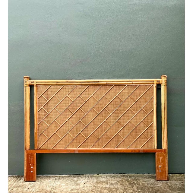 Vintage Bamboo and Wood King Headboard For Sale In West Palm - Image 6 of 12