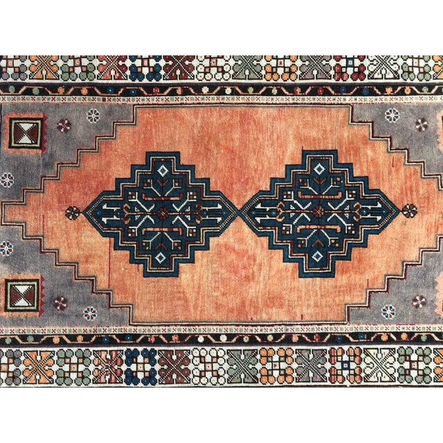 1960s Geometric Wool Turkish Oushak Rug For Sale - Image 10 of 11
