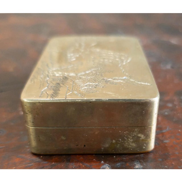 19th Century Chinese Paktong Scholar's Inkstone Box With Engraved Landscape For Sale In New York - Image 6 of 15