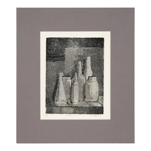 "Bottles" - Etching in Ink on Paper (Artist's Proof) by Doris Warner For Sale