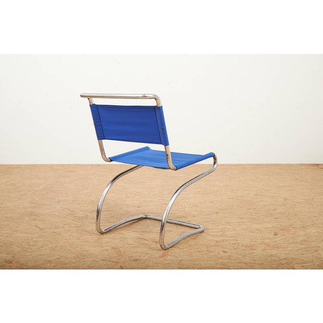 Blue Model H-79 Cantilever Chair in Chrome-Plated Tubular Steel and Fabric by Jindrich Halabala for Up Závody, 1931 For Sale - Image 8 of 12