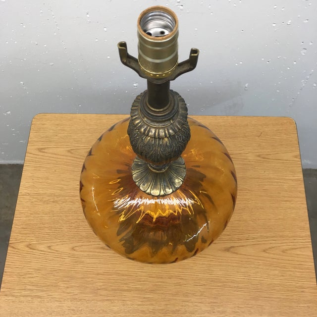Falkenstein Amber Optic Swirl Glass Table Lamp For Sale - Image 9 of 13