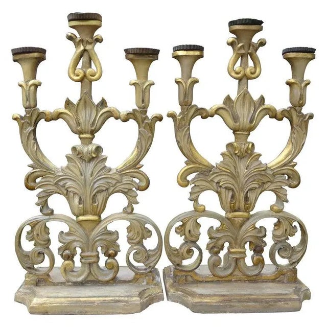 Large Italian Baroque Giltwood Altar Candelabra-Pair For Sale - Image 11 of 11