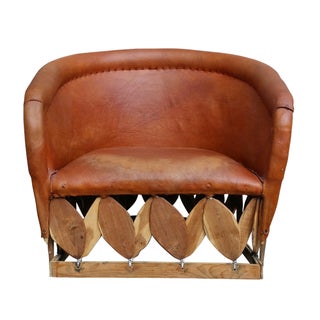 Bohemian Leather Club Chair For Sale
