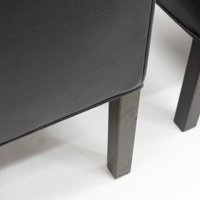 Animal Skin Set of Black Leather Wingchair and Ottoman by Borge Mogensen for Fredericia, 1960s For Sale - Image 7 of 17