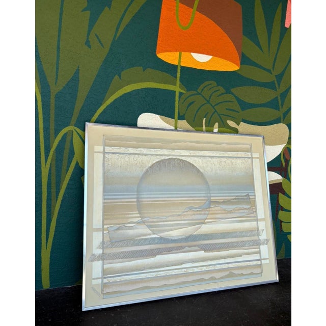 Good composition and neutral color palette on this painting. Nice size to be a focal point or to center your space.