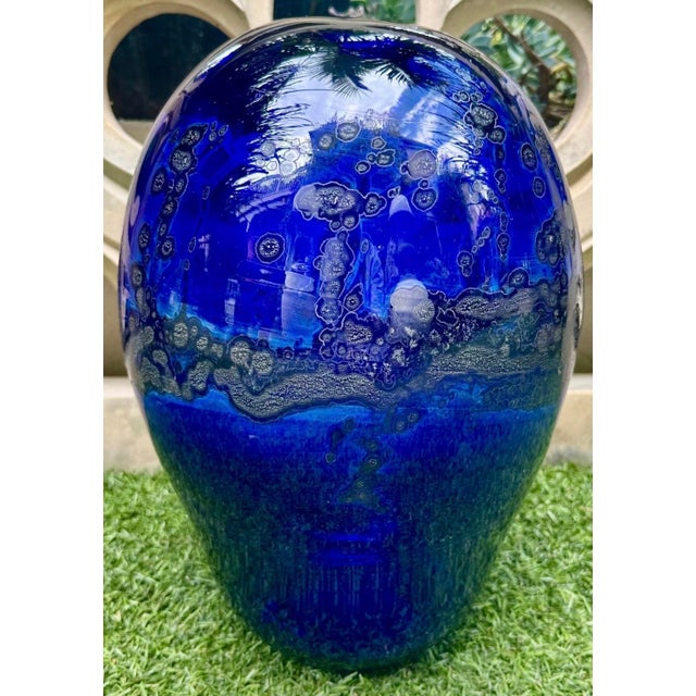 Rare Large Kent F. Ipsen Cobalt Blue Studio Glass Vase, Signed & Dated 1977 – Richmond Va • 15¼" For Sale - Image 10 of 18