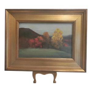 Autumn Landscape Oil Painting O/C. Beautiful Landscape Fall Colors Tree Line on Meadow