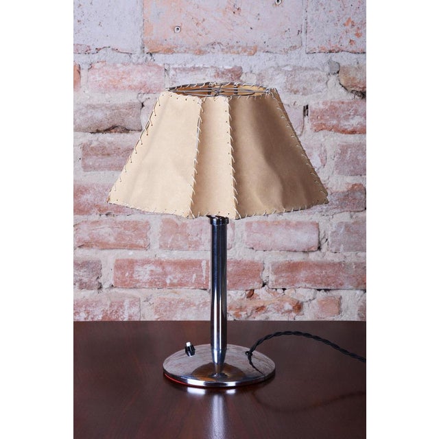 Bauhaus Bauhaus Table Lamp, Chrome-Plated Steel, Parchment, Czech, 1930s For Sale - Image 3 of 14