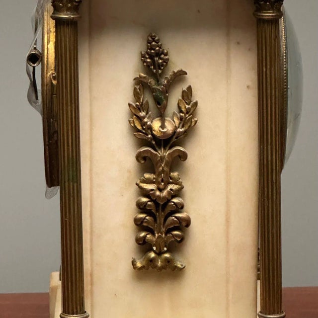 Marble and Bronze French Mantle, Bracket or Table Clock, France, Signed For Sale - Image 10 of 12
