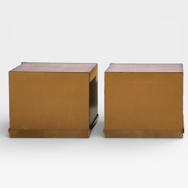 Pair of Mid-Century Modern Oak Nightstands With Paneled Drawer Fronts For Sale - Image 4 of 18