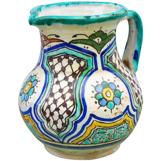 Ceramic Early 20th Century Polychrome Andalusian Ceramic Pitcher For Sale - Image 7 of 12