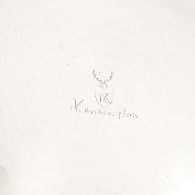 1930s Art Deco Ice Bucket in Blue Glass W/ Aluminum Base & Tongs Signed Kensington For Sale - Image 9 of 16