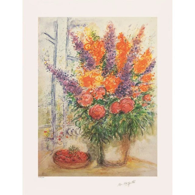 XL 1999 After Chagall "Bouquet With a Bowl of Cherries" Limited Edition Numbered Poster For Sale - Image 12 of 13