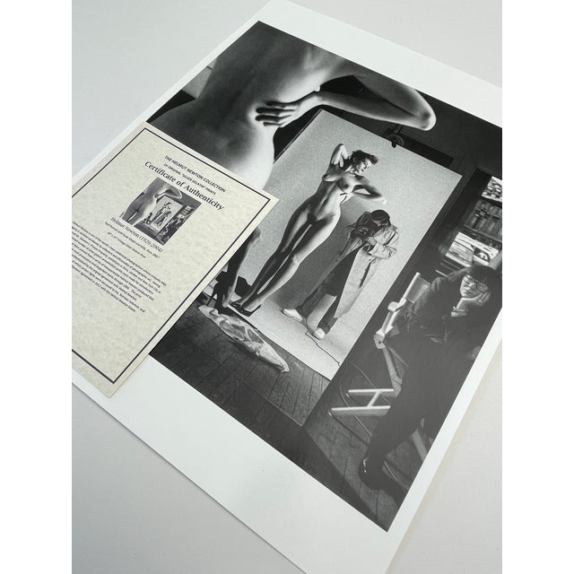 Black 'Self Portrait With Nude Model and Wife, Paris 1981" Vintage Silver Gelatin Print by Helmut Newton For Sale - Image 8 of 9