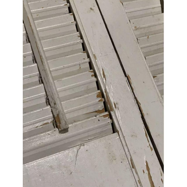 Vintage Bi Fold Interior Wood Window Plantation White Shutters For Sale - Image 4 of 4