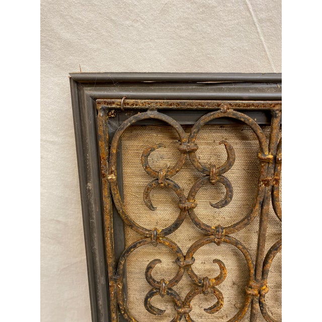 Decorative Ironwork Framed Panel With Grasscloth Chairish