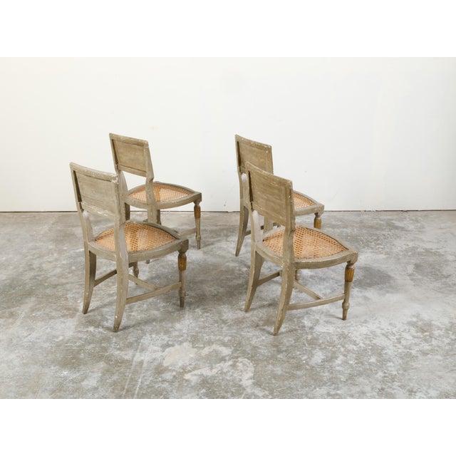 Wood Set of Four French 18th Century Painted Side Chairs with Liberal Arts Allegory For Sale - Image 7 of 10