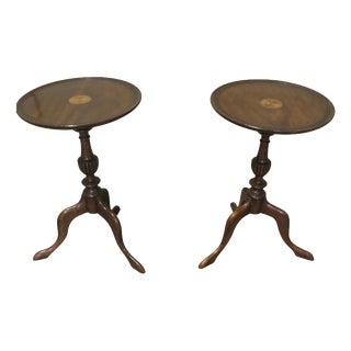 Tripod Wine Tables with Decorative Inlays, 1900, Set of 2 For Sale
