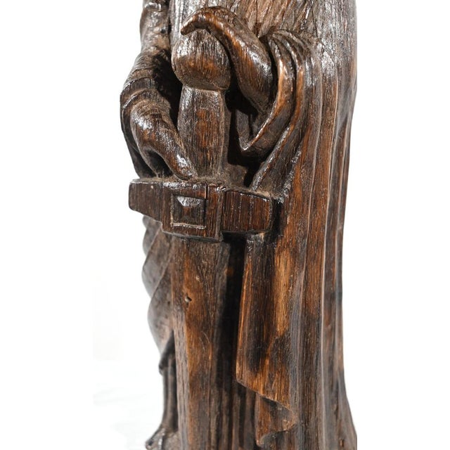 Brown Statue of St Paul in Oak, Mid-1800s For Sale - Image 8 of 18