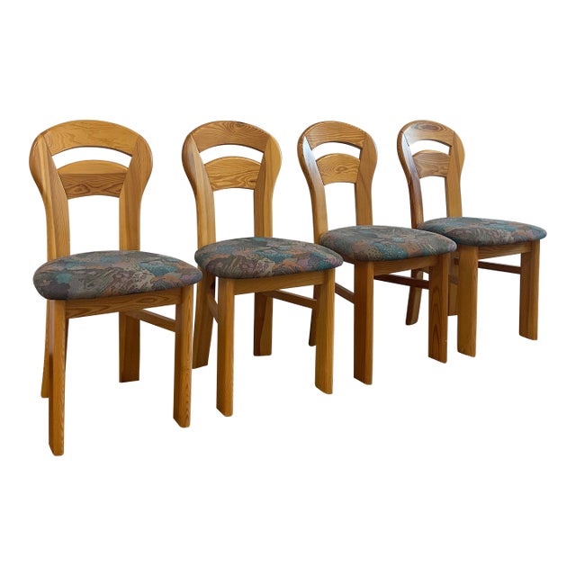 Set of 4 Mid-Century Danish Pine Dining Chairs in "U-Back" Style in Style of Rainer Daumiller For Sale