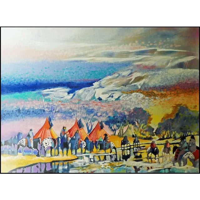 "Red Lodge " Original Limited Edition Serigraph on paper by Earl Biss Hand Signed by the Artist Art size : 45" x 57" Paper...