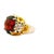 8.41 Carat Garnet Diamond Platinum-18k Yellow Gold Flower Motif Ring, Size 6.5 For Sale - Image 4 of 8