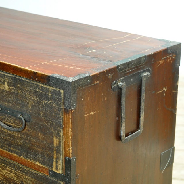 Wood Japanese Tansu Chest of Drawers, 1870 For Sale - Image 7 of 15