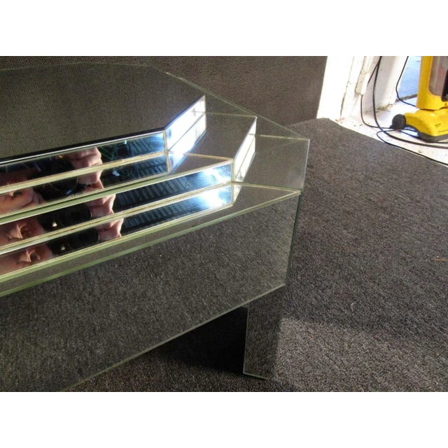 Glass Mid-Century Modern Mirrored Coffee Table For Sale - Image 7 of 9