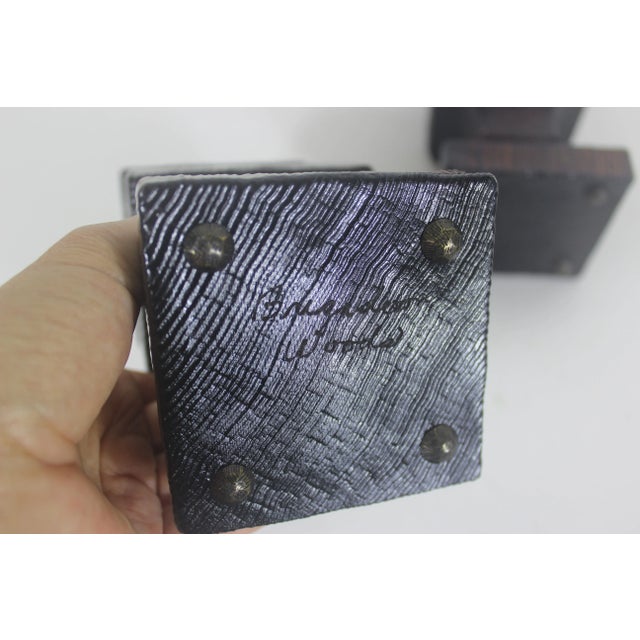 Vintage Brutalist Wood Candle Holders, Wood, Gothic, Spanish Revival- Set of 2 For Sale - Image 10 of 10