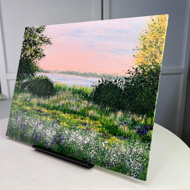2020s Break of Dawn 8"x10" Original Acrylic Landscape Painting Nature Wall Art For Sale - Image 5 of 7