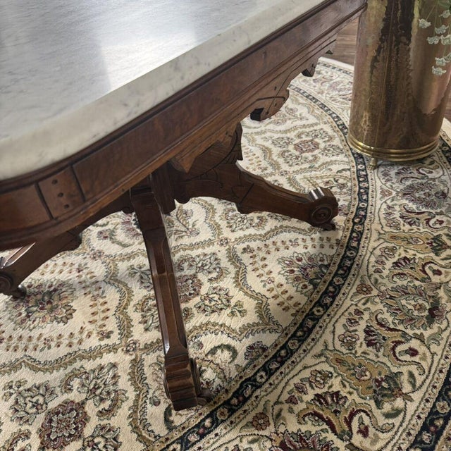 Antique Victorian Marble Top Walnut Side Table For Sale - Image 9 of 13