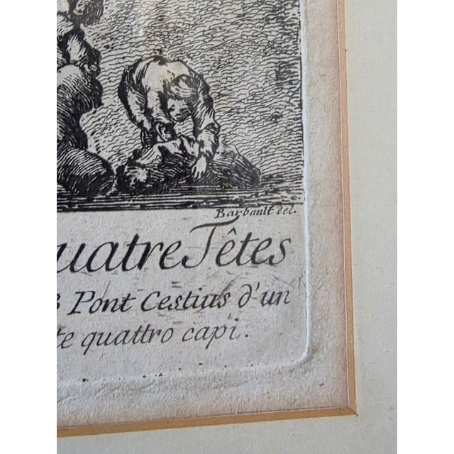 Probably framed in the 1950's or 1960's this original engraving from the 1700's shows views of Rome by Jean Barbault. It...