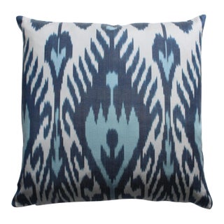 Contemporary Silk Ikat Bohemian Throw Pillow For Sale