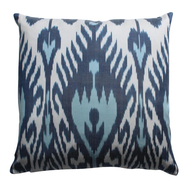 Contemporary Silk Ikat Bohemian Throw Pillow For Sale