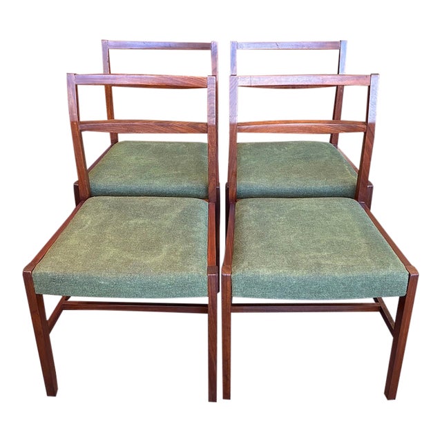 Set of Four Mid Century Modern Teak Frame Dining Chairs, Uk Import c.1960 For Sale