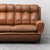 3-seater sofa. Brown leather upholstery. Wooden frame and legs. Good condition. Signs of wear, as shown in photos.