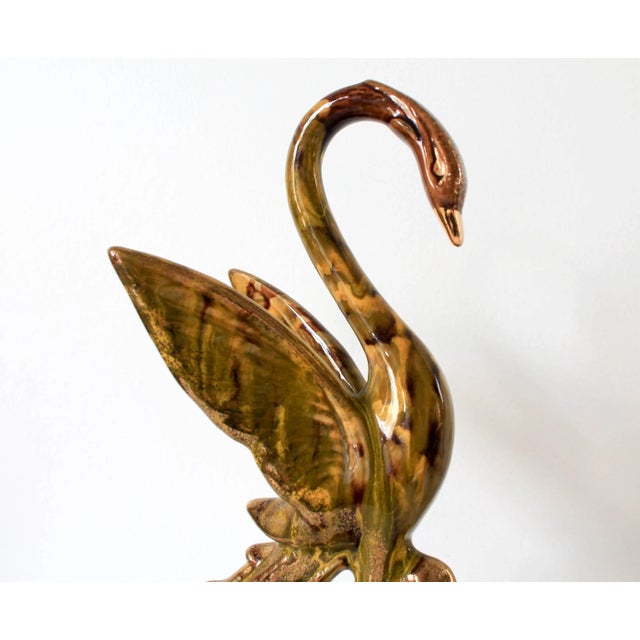 Ceramic Vintage Pair of Glazed Ceramic Decorative Birds For Sale - Image 7 of 9