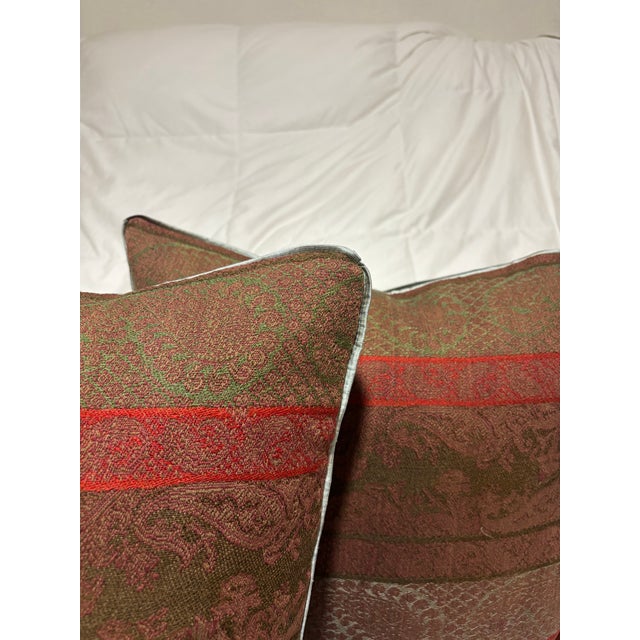 Textile Antique Woven Paisley Kashmir Square Pillows - Set of 2 For Sale - Image 7 of 9