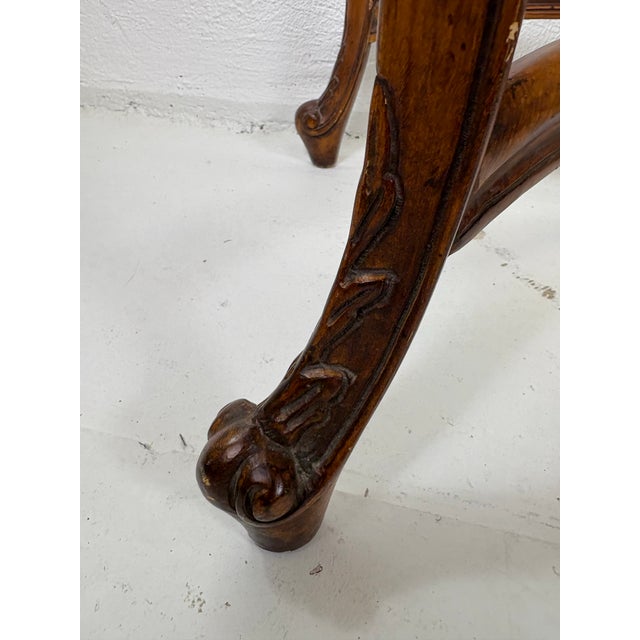 Antique Italian Marble Topped Hand Carved Walnut Console For Sale - Image 4 of 12