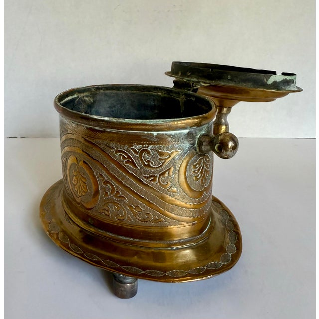 Early 20th Century Moroccan Embossed & Engraved Brass Tea Caddy For Sale - Image 10 of 13