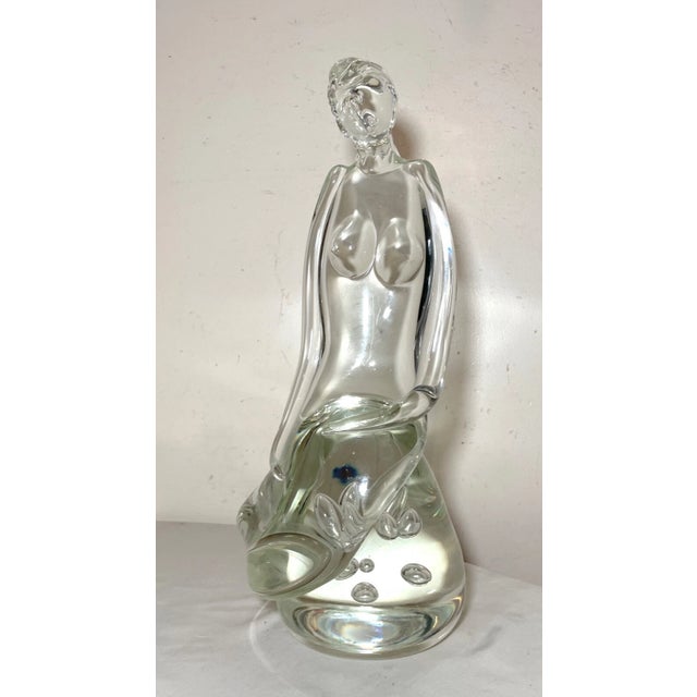 Up for sale is a very large vintage original Luigi Moro hand blown glass nude sculpture. It's blown out of solid colorless...
