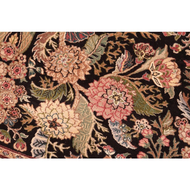 Shabby Chic Art Nouveau 1990's Pak-Persian Black/Pink Wool Rug - 6'0'' X 9'3'' For Sale - Image 3 of 9
