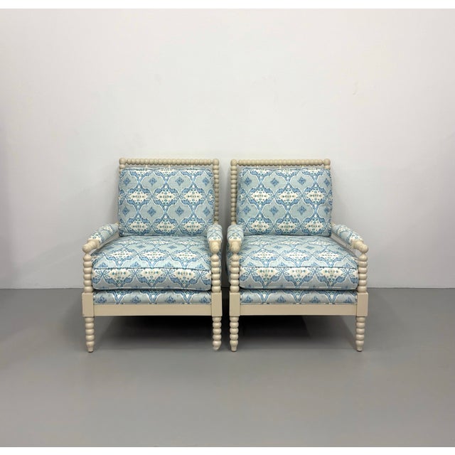 Contemporary Vintage Coastal Spindle Lounge Chairs - Pair For Sale - Image 3 of 6