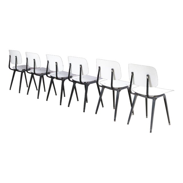 Result Chairs in Black and White by Friso Kramer for Ahrend-De Cirkel, 1950s, Set of 6 For Sale