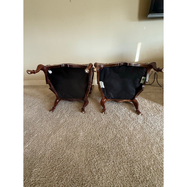 Wood Century Furniture #3217 Carved Occasional Armchairs With French Provincial/French Country Styling, Pair, Circa 1990s For Sale - Image 7 of 12