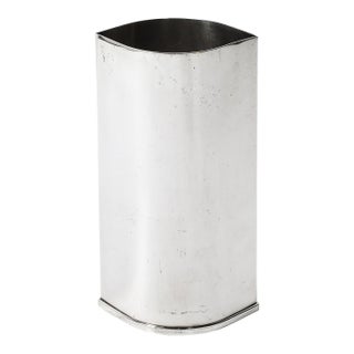 Mid-Century Modernist Silver Plate Ovoid Form Botanical Vase Signed St. James For Sale