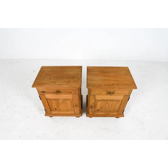 1970s Mid-20th Century Scandinavian Pine Nightstands - A Pair For Sale - Image 5 of 12