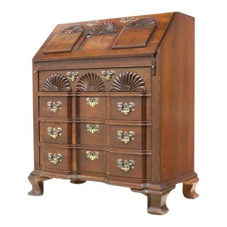 Chippendale Shell Carved Mahogany Block Front Desk C1930 For Sale
